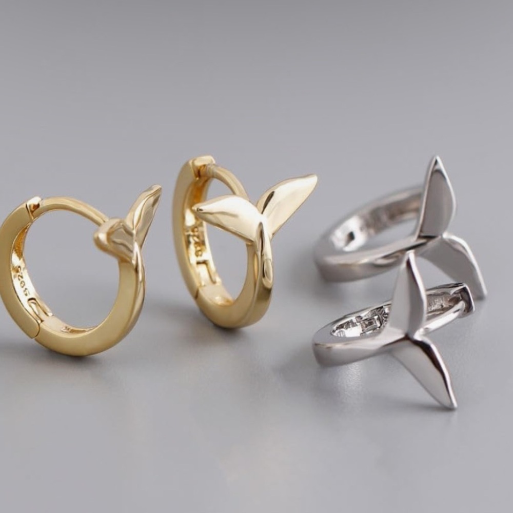 Mermaid Whisper Gold Mermaid & Whale Tail Earrings - Picture 4 of 4